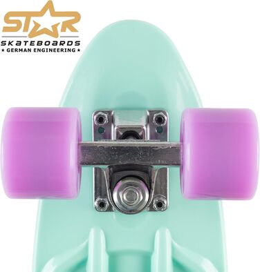 Скейтборд BIKESTAR Vintage Retro Cruiser 60 мм для дітей та дорослих, а також для початківців приблизно від 6-8 років М'ята та фіо