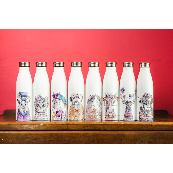 Пляшка MIKASA Tipperleyhill з нержавіючої сталі з подвійними стінками, 500 мл, вакуумно-ізольована, зберігає напої гарячими та холодними, пляшка з нержавіючої сталі без бісфенолу А з принтом кота