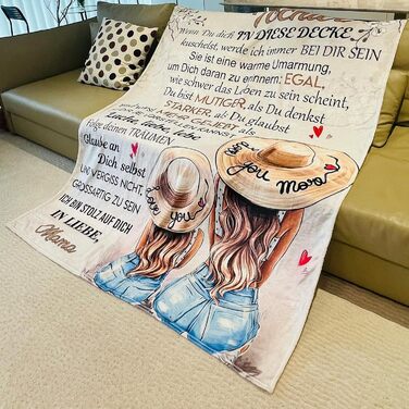 М&39яка ковдра для моєї доньки, від мами, мамина ковдра з німецьким прислів&39ям, фланелева ковдра, ковдри з літерами на Різдво, подарунки на випускний, новинка 1 - мама для доньки - 150x200 см