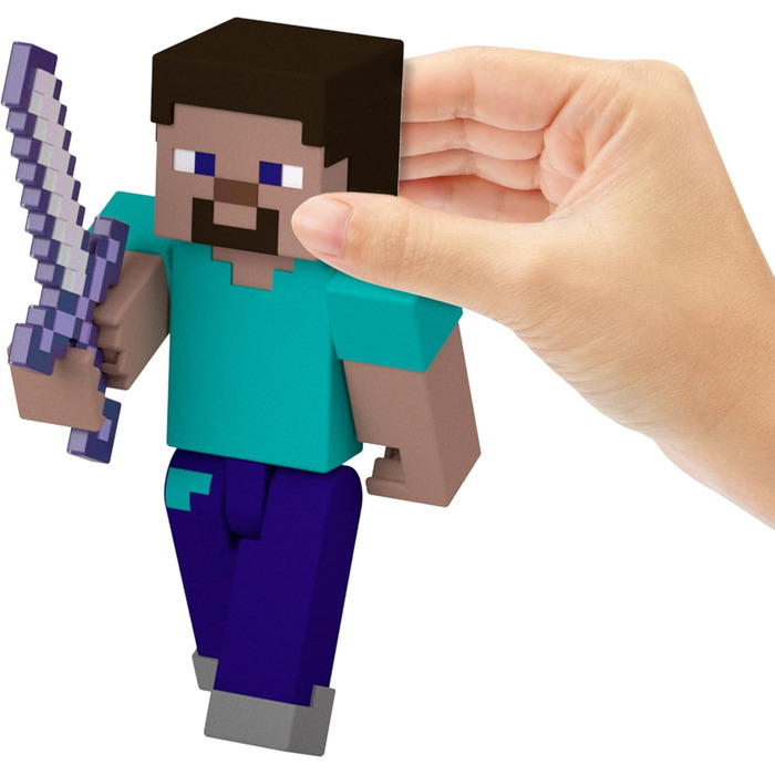 Фігурки та аксесуари Mattel Minecraft, точно в масштабі, приблизно 8 см заввишки, з піксельним дизайном (фігурки можуть відрізнятися) HTN05