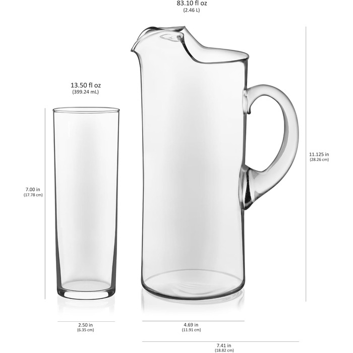 Набір для пізнього сніданку Libbey Modern Bar Boozy з 6 келихами для довгих напоїв та глечиком