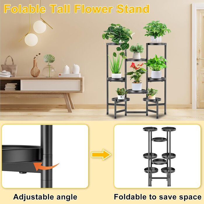 Рівнева металева підставка для рослин, підставка для квіткових горщиків, квітковий табурет для використання в приміщенні та на вулиці, полиця для квітів, балконна стійка для рослин, декоративна підставка для рослин для використання в приміщенні та на вули