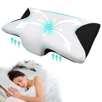 Подушка для шиї DreamSleepz - Ергономічна подушка для зняття болю в шиї та плечах, з піною з ефектом пам&39яті (чорна)