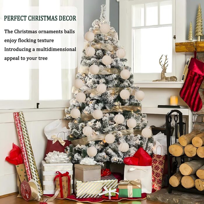 Набір з 16 оксамитових різдвяних прикрас для ялинки біжевий Miaikoe