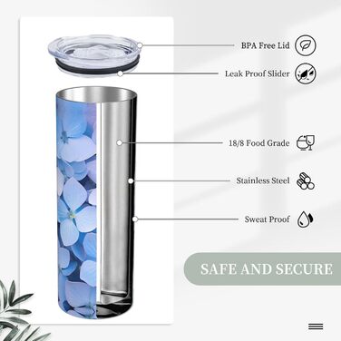 Кухоль з прямою трубочкою, принт гортензії, дорожній кухоль, підходить для кемпінгу, офісу та дому, 590 мл