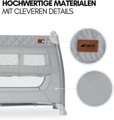 Дорожнє ліжечко Hauck Play N Relax Center з пеленальною підкладкою, регульованою висотою та боковим входом - Стьобаний сірий