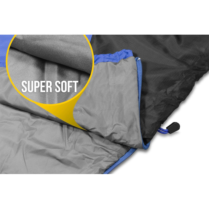 Ультралегкий спальний мішок normani Runty КОМПАКТНИЙ РОЗМІР Наповнювач з 3D мікрофібри Microtech, водонепроникний літній спальний мішок темно-синього кольору 210 см x 75 см x 60 см (правий)