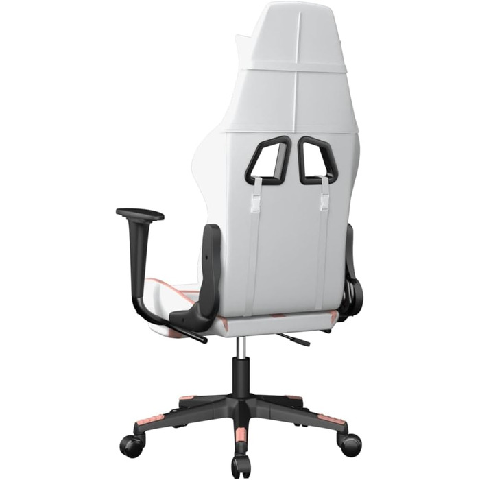 Геймерське крісло з підставкою для ніг з білої та рожевої штучної шкіри, регульована спинка та висота, функція повороту на 360 градусів, міцний металевий каркас, ергономічне сидіння.