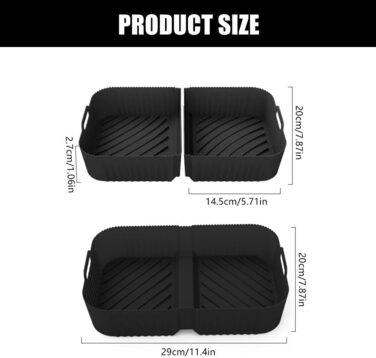 Аксесуари для фритюрниці ZOYDP для Ninja AF500EU, аерофритюрниця з силіконовою формою 10.4 л 2x5.2 л для Ninja AF500EU, 3 шт. и силіконових форм Аксесуари для Ninja AF500EU Foodi Flexdrawer (чорний)