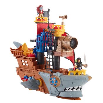 Піратський корабель Fisher-Price IMAGINEXT Haimaul - рухомі плавники, силова панель для відкриття таємного скарбу, гармати, зона д