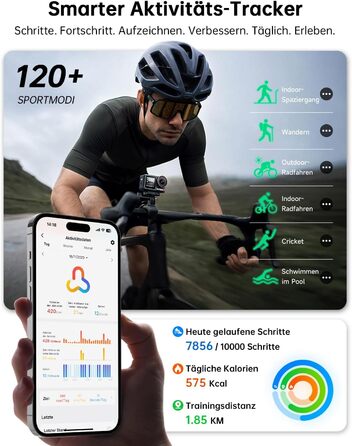 Розумний годинник Gydom для чоловіків з функцією телефону 1,85 дюйма HD 2 браслети фітнес-годинник фітнес-трекер серцевого ритму/SpO2/монітор сну/IP68 водонепроникний спортивний годинник крокомір для Samsung Android iOS чорний 1,85 дюйма чорний