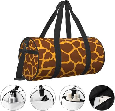 Дорожня сумка з дизайном черепа, кругла, великої місткості, легка та міцна, чудовий подарунок для походів, відпустки, ділових поїздок та іншого, з принтом жирафа, універсальний розмір