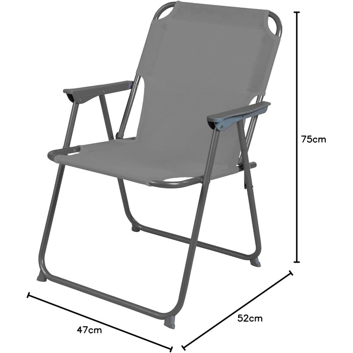 Кемпінгове крісло Spetebo Piccolo - Сірий - Класичне розкладне садове крісло - Кемпінговий сад Підставка для ангелів Складне розкладне крісло