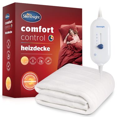 Підогріта підковдра Silentnight Comfort Control 140x150 см Підігріта ковдра з 3 режимами нагріву, надшвидкий нагрів, гумки, можна прати в пральній машині Підігрітий килимок для ліжка, нагрівальний килимок 140x150 см