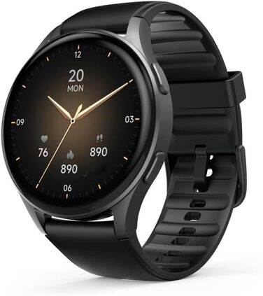 Розумний годинник Hama 8900 з GPS, водонепроникний IP68, функція телефону (сенсорний AMOLED-дисплей, голосове керування, спортивні режими, трекер сну, пульсометр, WhatsApp, годинник для бігу, пульсометр, фітнес-годинник) чорний