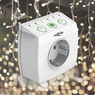 Енергозберігаюча розетка ANSMANN AES1.3 - розетка з таймером, що контролюється за часом, для зменшення енергоспоживання в режимі очікування, максимальна потужність 3680 Вт/16 А, проста у використанні