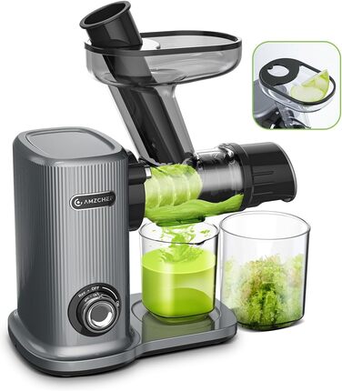 Соковижималка з великим заливним жолобом для цілих фруктів і овочів - Міцна соковижималка для замішування з нержавіючої сталі Green 150W