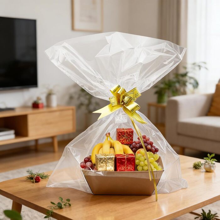 Набір із 5 порожніх картонних подарункових кошиків із целофановими пакетами та зав&39язками, екологічно чистий картонний подарунковий кошик для подарунків, свят, днів народження (крафт-папір) 5 прямокутний подарунковий кошик з крафт-картону