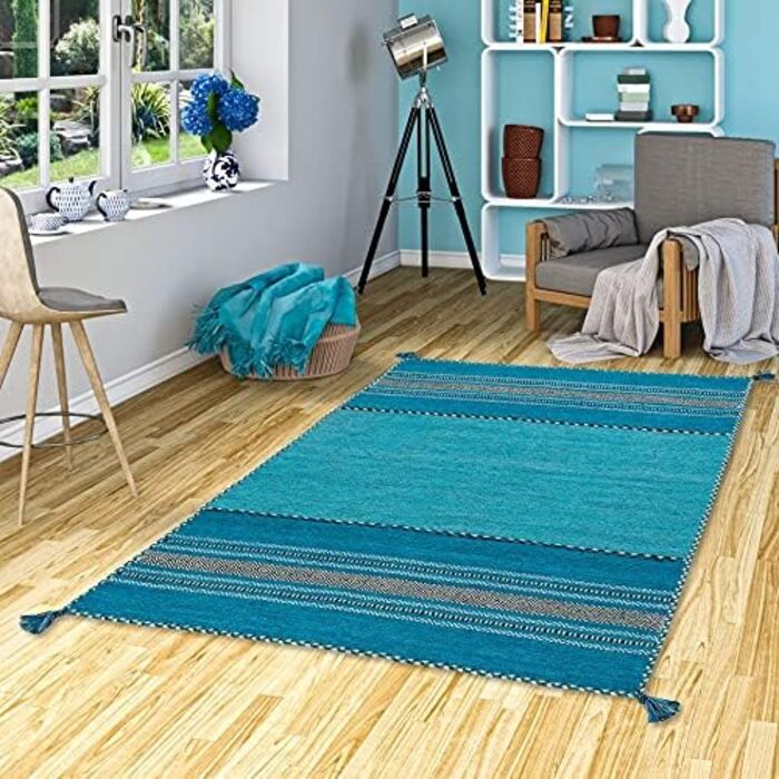 Натуральний килим Пергам Килим Наварро бірюзовий в 6 розмірах 70х140 см