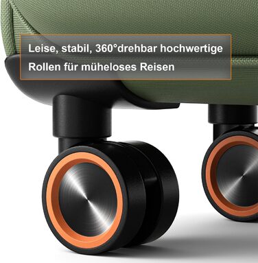 Середня валіза з м&39якими стінками 66x44x28 см - Тканинна валіза на візках - Легка дорожня валіза з 4 колесами та кодовим замком, ручна поклажа, 77 літрів, зелена