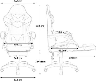 Ергономічне ігрове крісло з функцією масажу та підставкою для ніг - вантажопідйомність 136 кг, регулювання висоти, поворотне крісло на 360 з поперековою опорою - чорне ігрове крісло для ПК та домашнього офісу (червонечорне)