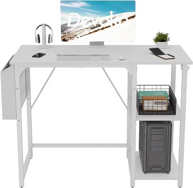 Комп'ютерний стіл Devoko зі зворотною полицею, 100-сантиметровий письмовий стіл з гачком для навушників, навчальний стіл в індустр