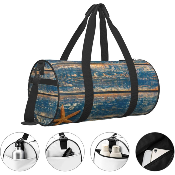 Вінтажна спортивна сумка-мішок для подорожей, чоловіча та жіноча, дерев'яна фактура, ідеальна для літа та активного відпочинку