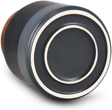 Керамічні контейнери для зберігання Cole & Mason H822137 Hinxton з дерев&39яними кришками, чорні/сірі/коричневі, 125 мм x 110 мм, коробка для зберігання / кухонний контейнер / контейнери для зберігання продуктів, гарантія 2 роки, невеликий контейнер для з