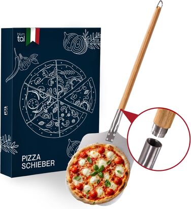З великою площею та знімною ручкою - 30,5см х 30,5см Шкірка піци алюміній - знімна дерев'яна ручка 85см