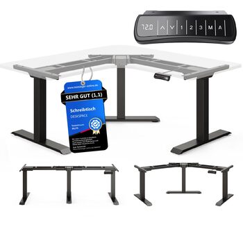 Кутовий каркас столу з регулюванням висоти (електричний) - Каркас столу з регулюванням кута нахилу, захистом від зіткнень, функцією пам&39яті, високопродуктивними двигунами та 10-річною гарантією (чорний)