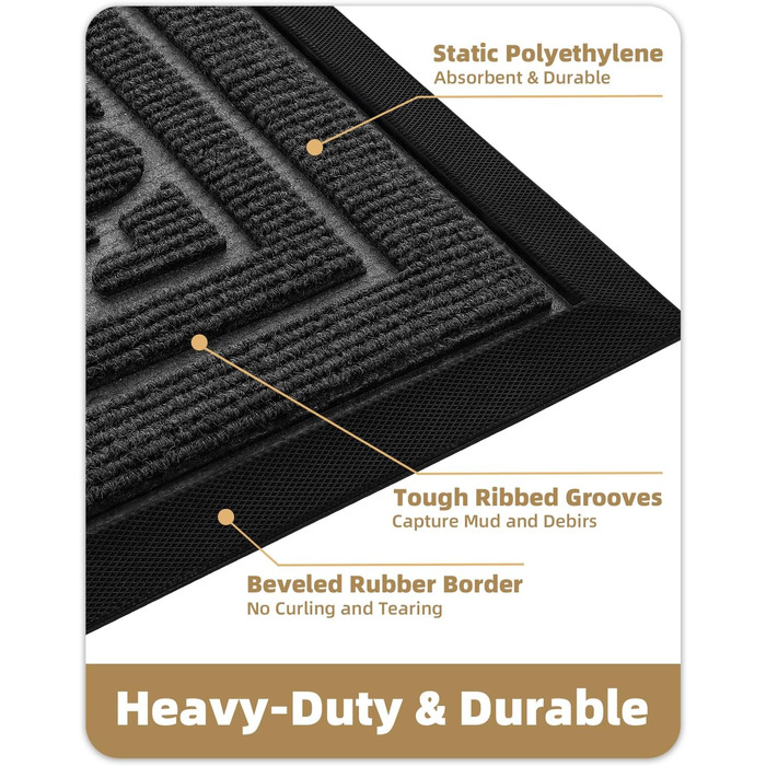 Килимок для вулиці Color G, міцний 60 x 90 см, нековзний, миється, водонепроникний, брудозахисний килимок для вхідних дверей, входу, балкону (сірий) сірий 60 x 90 см (прямокутний)