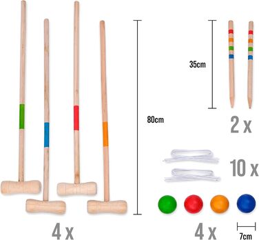 Набір для крокету Ocean 5 Гра в крокет на свіжому повітрі, дерев&39яна гра на спритність, для дітей та дорослих, для 2-4 гравців, Крокет XXL