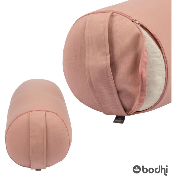 Підкладка для йоги Bodhi Серія ECO Ролик для йоги з наповнювачем з капоку Чохол, який можна прати, виготовлений зі 100 органічної бавовни Подушка для відновлювальної йоги Велика троянда 65 x 22 см