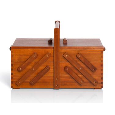 Шкатулка для шиття Prym 612551 з темного дерева, L високоякісна дерев&39яна шкатулка з системою гармошка, ідеально підходить для зберігання швейного приладдя, котушок ниток, голок та аксесуарів. Темне дерево. Д 45 см x 28 см x 23 см