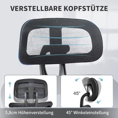 Ергономічне офісне крісло з підставкою для ніг, крісло для роботи з високою спинкою та подвійною спинкою, 2D-підголівник, відкидні підлокітники, губчасте сидіння, сітчасте крісло, крісло керівника, комп&39ютерне крісло для дорослих, чорне