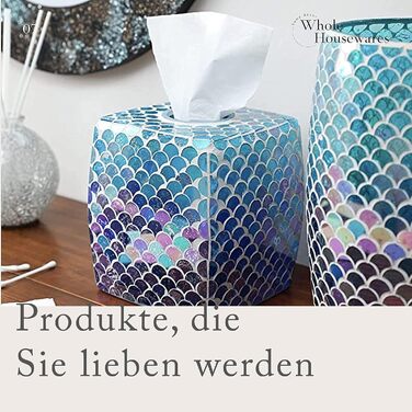 Набір скляних аксесуарів для ванної кімнати Whole Housewares Мозаїка, 5-PLG. - Дозатор для мила, туалетний столик, тримач для зубної щітки, піднос і мильниця - Скляне приладдя для ванної кімнати, синій - Набір приладдя для ванної кімнати 5 шт. синій