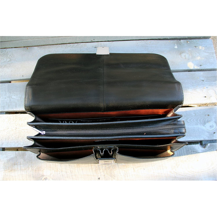 Портфель з натуральної шкіри, ділова сумка, сумка для ноутбука, сумка-месенджер (чорний)