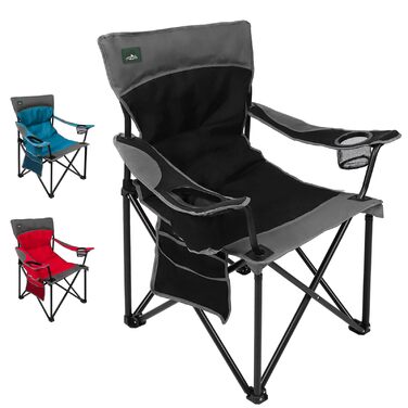 Складаний кемпінговий стілець Northroad, м&39який складний стілець з підставками для чашок та боковими кишенями, витримує до 136 кг, портативний рибальський стілець для пікніків, активного відпочинку на свіжому повітрі, походів - чорний