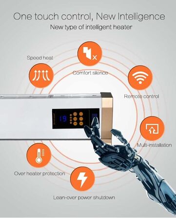 Електрична тепла підлога Sined 1800, біла тепла підлога та плінтус, 1800 Вт з пультом дистанційного керування в комплекті