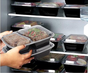 Контейнерів для харчування з кришками, 1000 мл, багаторазові, без BPA. Герметичні ланч-бокси та контейнери для зберігання їжі, придатні для мікрохвильової печі та морозильної камери., 12