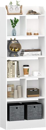 Книжкова полиця Hzuaneri, з 6 полицями, полиця для зберігання, окремостояча полиця, для вітальні, офісу, спальні, 24 x 60 x 170 см, білий BC11103 шт. Білий 24 x 60 x 170 см