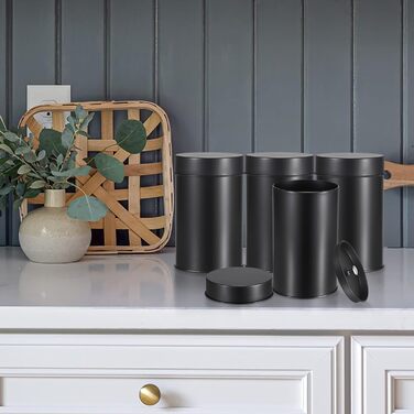 Маленьких круглих чайних банок, контейнери для зберігання розсипного чаю, чайні контейнери з герметичними подвійними кришками, чорні, коробки для зберігання спецій, трав, цукру, універсальний подарунок для любителів чаю, 12