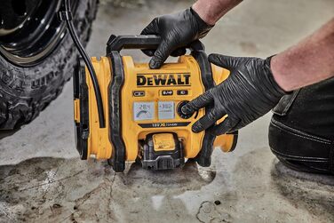 Акумуляторний компактний компресор Dewalt (підключення 12 В або акумулятор 18 В, 11 бар, для велосипедних та автомобільних шин, інвалідних візків, надувних човнів, повітряних подушок та матраців, включаючи аксесуари, без акумулятора та зарядного пристрою)