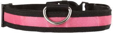 Світловідбиваючий LED-нашийник для собак KABB SUN-46-06, акумуляторний, безпека для улюбленців, водонепроникний, регульований (до 65 см), рожевий