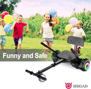 Гіроскутер із кріпленням сидіння – самобалансуючий 6,5" з Bluetooth-динаміком та світлодіодними ліхтарями для дітей, дівчаток та хлопчиків (включно з картингом)