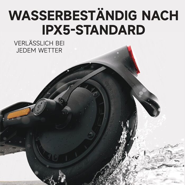 Електросамокат з допуском до експлуатації в Німеччині, запас ходу 55 км в еко-режимі, запас ходу 47 км в спортивному режимі, передня та задня підвіски, двигун потужністю 800 Вт, складається, 17,9 кг, 10-дюймові шини, IPX5, 3 Pro D