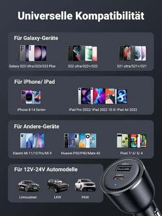 Прикурювач USB 63W 45W18W USB C автомобільний зарядний пристрій автомобільний зарядний пристрій USB C 12V PPS сумісний з iPhone 16