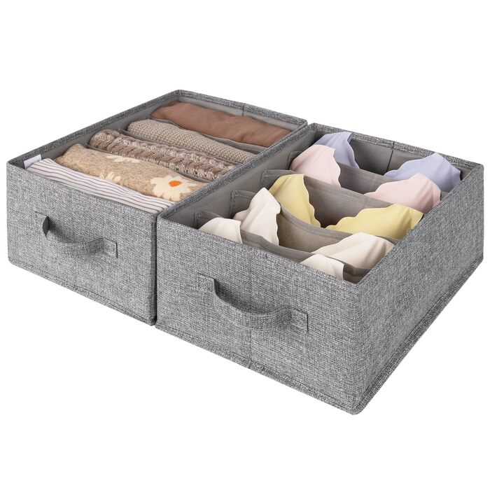 Органайзер для штанів GRANNY SAYS для гардеробу, 2 шухляди-органайзери, органайзер для гардеробу для футболок, світло-сірі коробки-органайзери для джинсів для гардеробу, складні коробки для зберігання одягу, 2 шт., світло-сірий