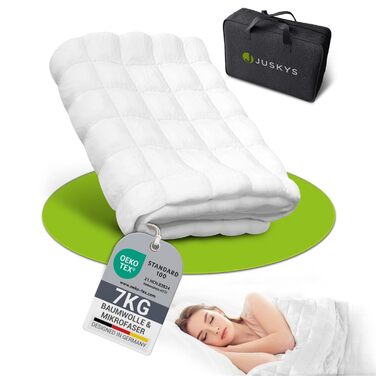 Обтяжена ковдра Juskys 135x200 Антистресова терапевтична ковдра, обтяжена ковдра зі скляними намистинами, бавовна та мікрофібра для людей з проблемами сну 7 кг 135 x 200 см - 7 кг