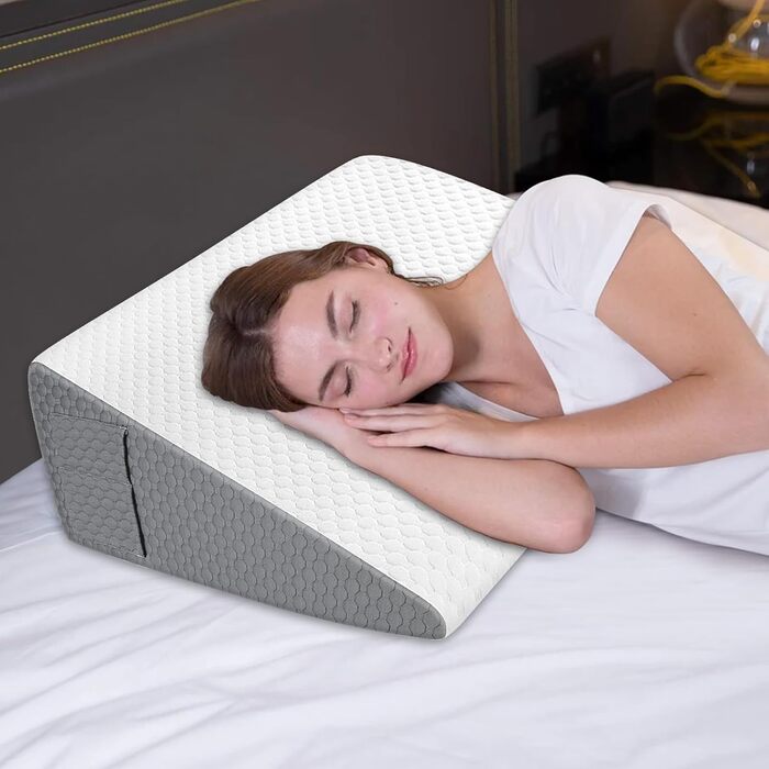 Клиноподібна подушка для ліжка та дивана, ергономічна подушка для читання з піни з ефектом пам&39яті при рефлюксі апное сну, трикутна подушка з піни високої щільності, для підтримки спини під час гри, читання або перегляду телевізора